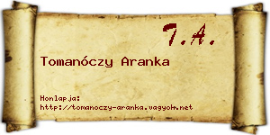 Tomanóczy Aranka névjegykártya